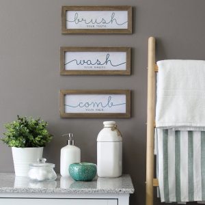 Set of 3 White and Brown Wash Image 2