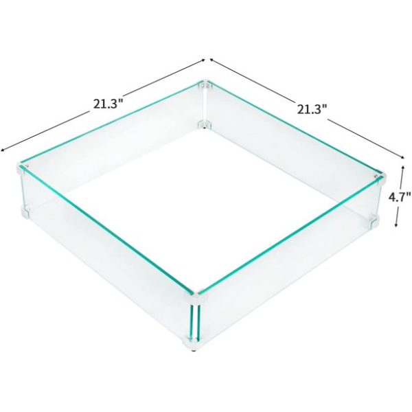 Mellcom 21.3" Square Fire Pit Wind Guard for 32" Fire Table 4.7" High