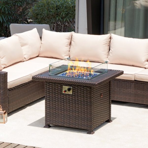 Mellcom 21.3" Square Fire Pit Wind Guard for 32" Fire Table 4.7" High