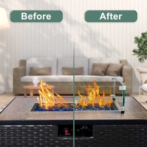 Mellcom 21.3" Square Fire Pit Wind Guard for 32" Fire Table 4.7" High