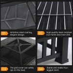 Outdoor 32'' Square Metal Fire Pit with Cover and Poker, Black