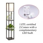Stand Floor Lamp with Storage Shelf & Fabric Shade, 9.50W LED Bulb Black