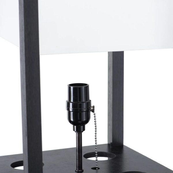 Stand Floor Lamp with Storage Shelf & Fabric Shade, 9.50W LED Bulb Black