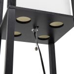 Stand Floor Lamp with Storage Shelf & Fabric Shade, 9.50W LED Bulb Black