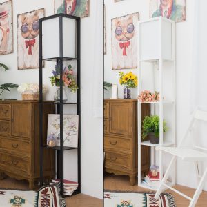 Stand Floor Lamp with Storage Shelf & Fabric Shade, 9.50W LED Bulb Black()7