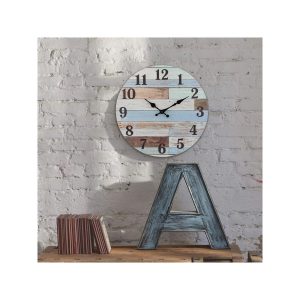 Stonebriar 14 Blue Analog Round Coastal Battery Operated Wall Clock(1)