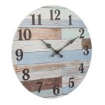 Stonebriar 14" Blue Analog Round Coastal Battery Operated Wall Clock