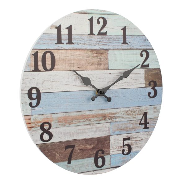 Stonebriar 14" Blue Analog Round Coastal Battery Operated Wall Clock
