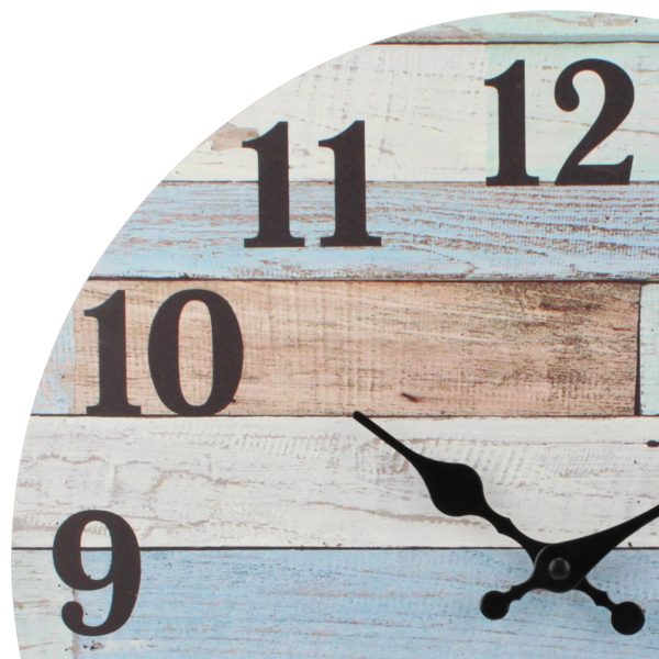Stonebriar 14" Blue Analog Round Coastal Battery Operated Wall Clock