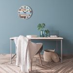 Stonebriar 14" Blue Analog Round Coastal Battery Operated Wall Clock