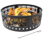 Sunnydaze Outdoor Heavy-Duty Steel Portable Large Round Four Star Cut Out Fire Pit Ring - 36" - Black