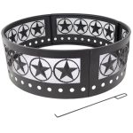 Sunnydaze Outdoor Heavy-Duty Steel Portable Large Round Four Star Cut Out Fire Pit Ring - 36" - Black