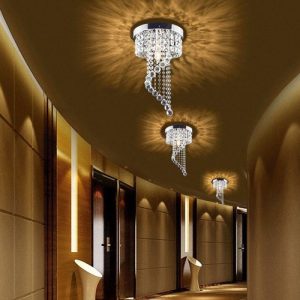 Surpars Home Flush Mount Silver Crystal Chandelier Image 2