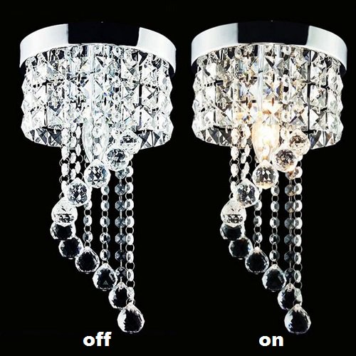 Surpars Home Flush Mount Silver Crystal Chandelier