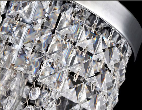 Surpars Home Flush Mount Silver Crystal Chandelier