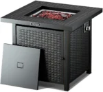 TACKLIFE Outdoor Heating, Fire Pit Table, 28 Inch 50,000 BTU Auto-Ignition Gas Fire Pit Table with Lid - GFP02