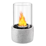 TACKLIFE Tabletop Fire Pit, Tabletop Fireplace with Glass Stone, Concrete Material and Windproof Glass Cover - FP1