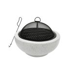 Teamson Home Outdoor 24 in. Wood Burning Fire Pit with Grill Grate and Faux Concrete Base Gray
