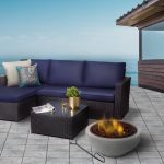 Teamson Home Outdoor 24 in. Wood Burning Fire Pit with Grill Grate and Faux Concrete Base Gray
