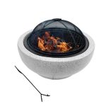 Teamson Home Outdoor 24 in. Wood Burning Fire Pit with Grill Grate and Faux Concrete Base Gray