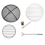 Teamson Home Outdoor 24 in. Wood Burning Fire Pit with Grill Grate and Faux Concrete Base Gray