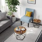 Vasagle Round Coffee Table Set of 2, Side End Table with Steel Frame for Living Room,Rustic Brown and Black