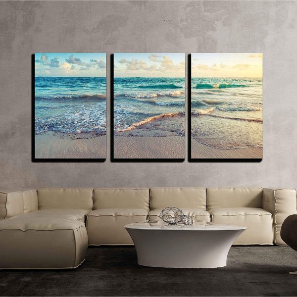 Wall26 Sunrise on Atlantic Ocean - Canvas Art Wall Decor - 16"x24"x3 Panels