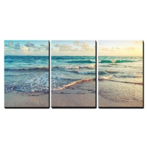 Wall26 Sunrise on Atlantic Ocean - Canvas Art Wall Decor - 16"x24"x3 Panels