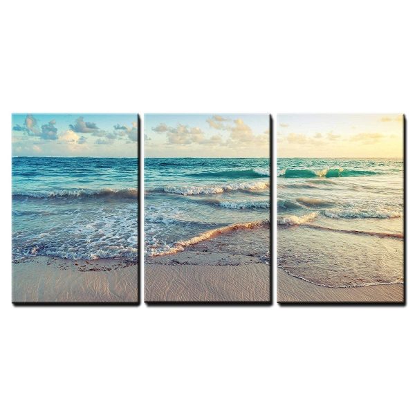 Wall26 Sunrise on Atlantic Ocean - Canvas Art Wall Decor - 16"x24"x3 Panels