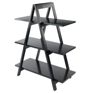 Winsome Wood Aaron 3-Tier A-Frame Shelf, Black Finish