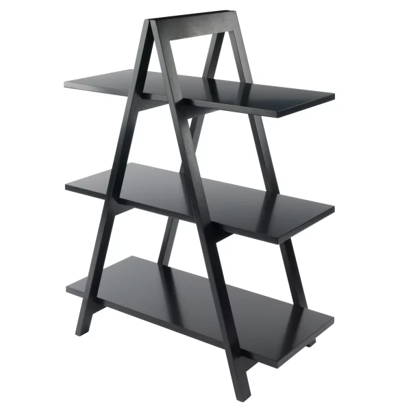 Winsome Wood Aaron 3-Tier A-Frame Shelf, Black Finish