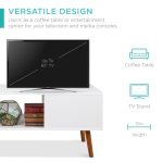 Best Choice Products Wooden Mid-Century Modern Coffee Accent Table Furniture w/ Open Storage Shelf - White/Brown