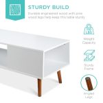 Best Choice Products Wooden Mid-Century Modern Coffee Accent Table Furniture w/ Open Storage Shelf - White/Brown