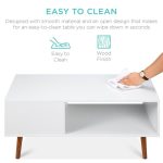 Best Choice Products Wooden Mid-Century Modern Coffee Accent Table Furniture w/ Open Storage Shelf - White/Brown