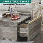 YITAHOME Square Coffee Table with Storage, Coffee Tables for Living Room, Large Table with Drawers for Bedroom,Gold Metal Handle,Grey Wash