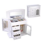 Yescom Wooden Jewelry Box, with Built-in Mirror