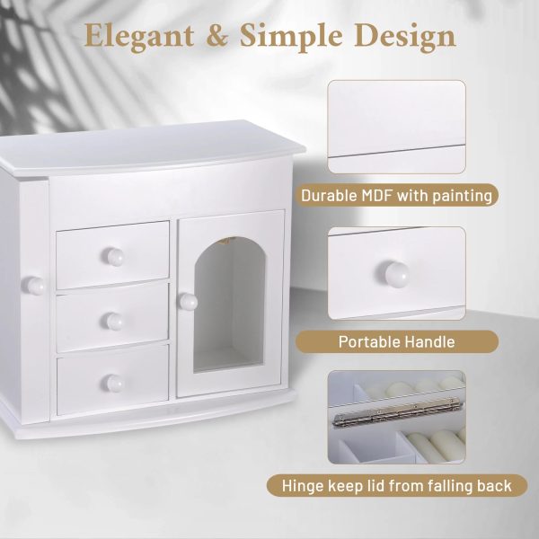 Yescom Wooden Jewelry Box, with Built-in Mirror