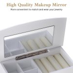 Yescom Wooden Jewelry Box, with Built-in Mirror
