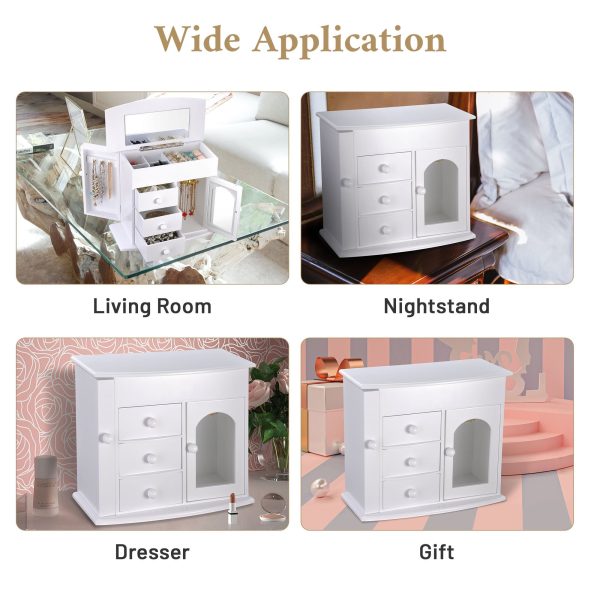 Yescom Wooden Jewelry Box, with Built-in Mirror