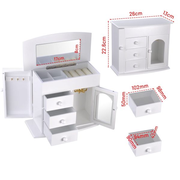 Yescom Wooden Jewelry Box, with Built-in Mirror