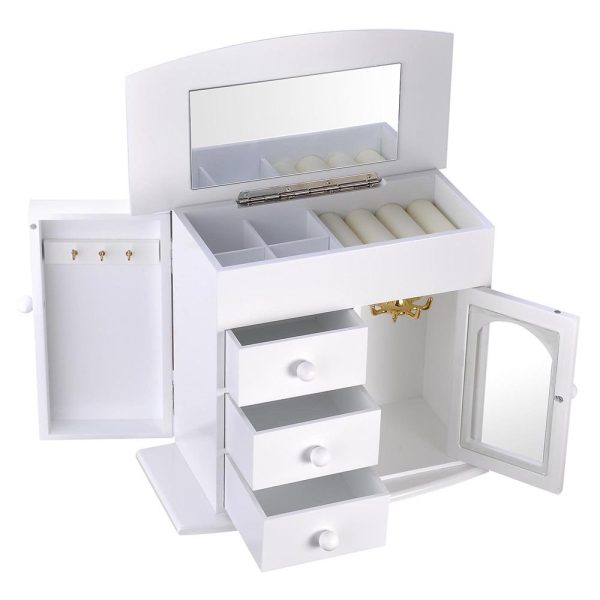 Yescom Wooden Jewelry Box, with Built-in Mirror