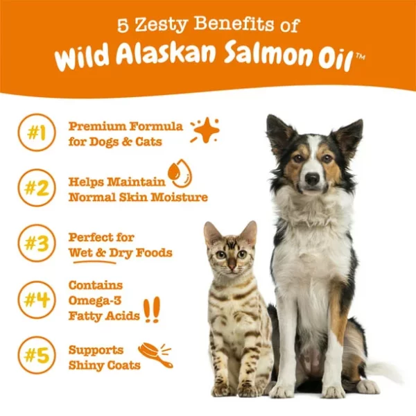 Zesty Paws Pure Wild Alaskan Salmon Oil for Cats and Dogs, 32 Fl. Oz.