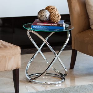 image 2 of Tempered Glass Round End Table