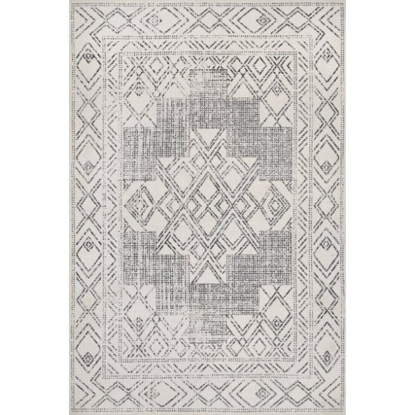 nuLOOM Mia Machine Washable Geometric Medallion Area Rug, 5' x 8', Light Gray