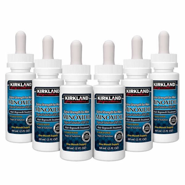 Kirkland Signature Hair Regrowth Treatment Extra Strength for Men, 5% Minoxidil Topical Solution, 2 fl oz, 6-pack