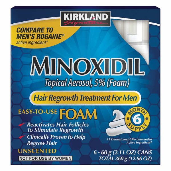 Kirkland Signature Hair Regrowth Treatment Minoxidil Foam for Men, 2.11 oz, 6-count