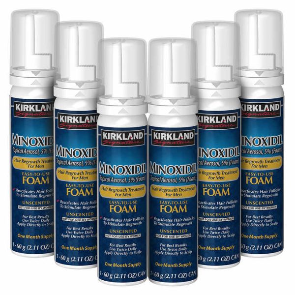 Kirkland Signature Hair Regrowth Treatment Minoxidil Foam for Men, 2.11 oz, 6-count