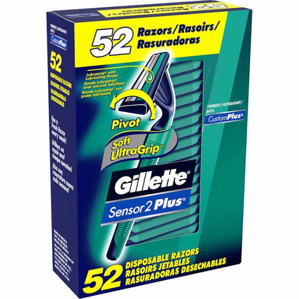 Gillette Sensor 2 Plus Disposable Razors, 52-count