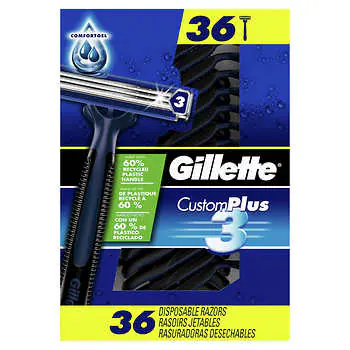 Gillette Custom Plus3 Disposable Razors, 36-count