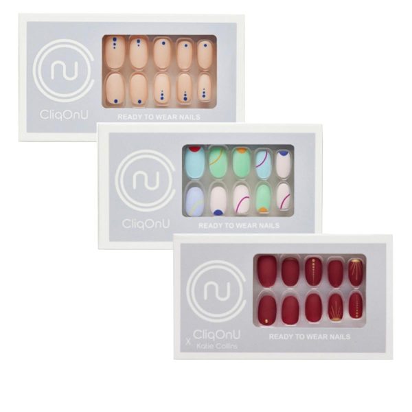 CliqOnU 3-pack Classy Trio Press On Nail Set